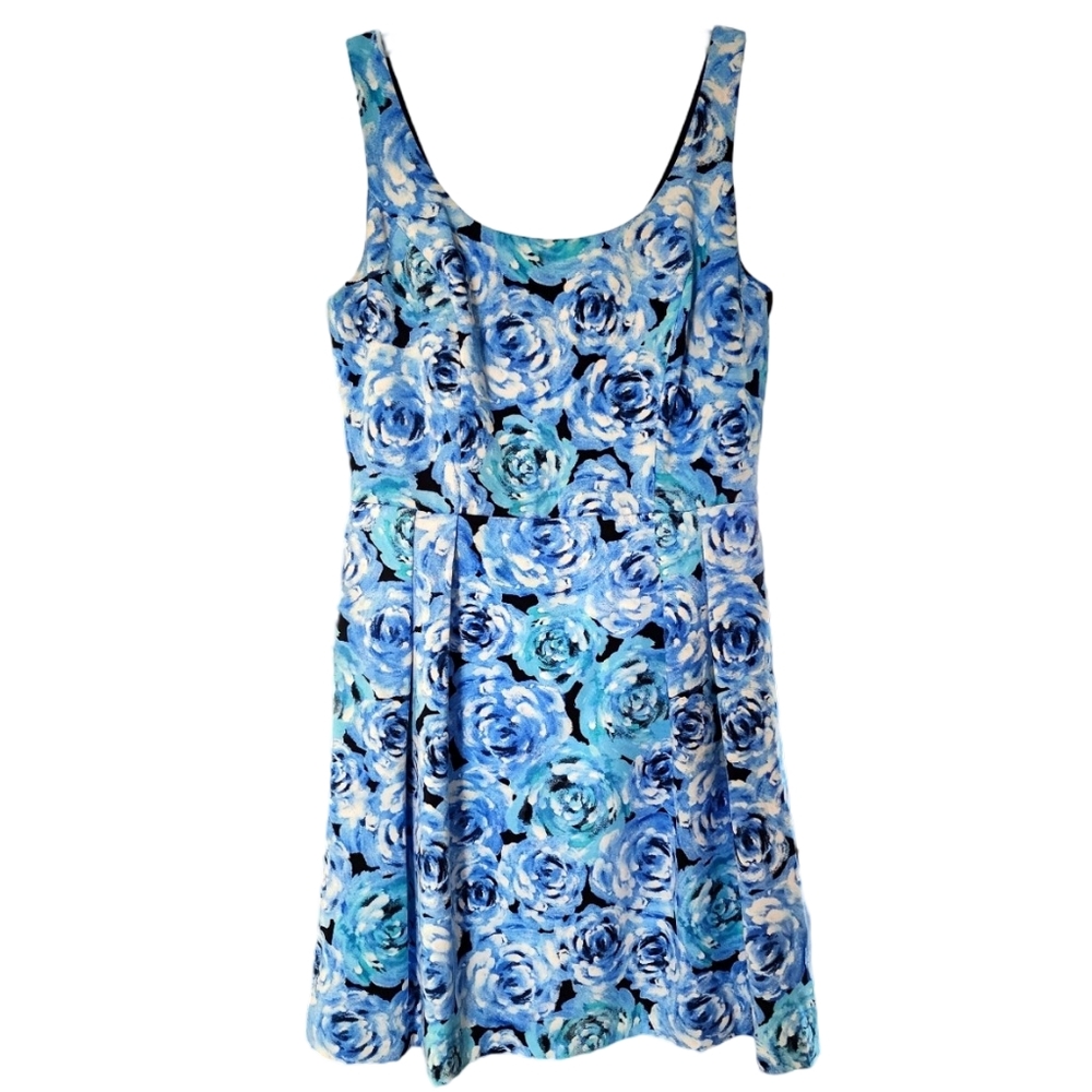 Luxe by Carmen Marc Valvo Blue Floral Mini Dress Women's Size 12